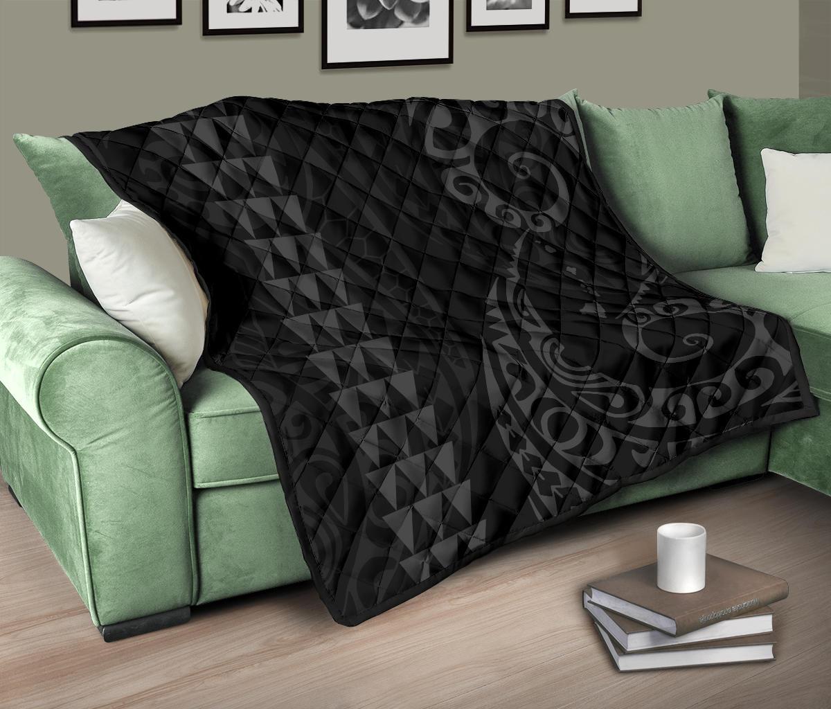Hawaii Kakau Gray Polynesian Premium Quilt - Polynesian Pride