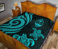 Guam Polynesian Premium Quilt - Turquoise Tentacle Turtle - Polynesian Pride