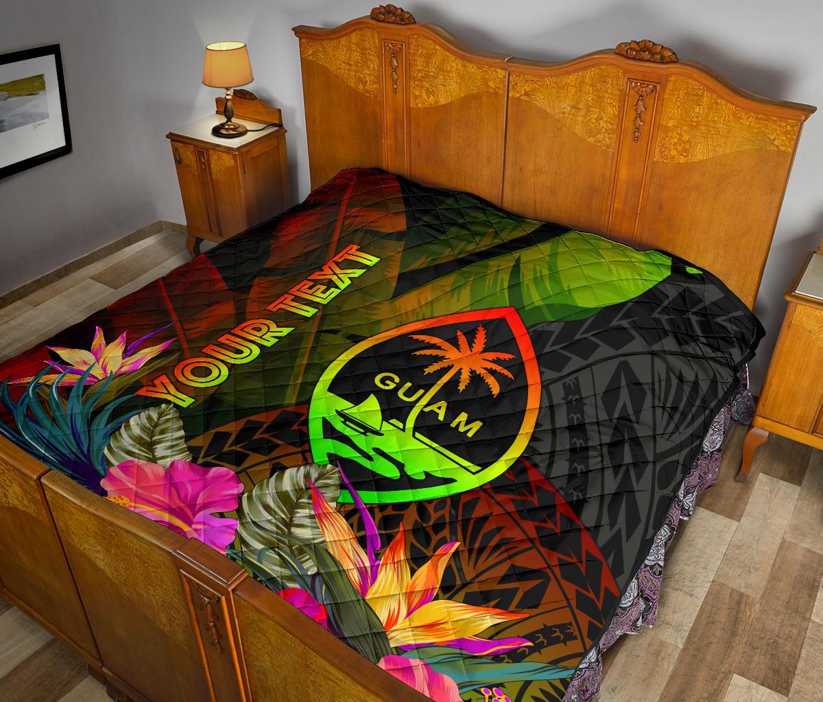 Guam Polynesian Personalised Premium Quilt - Hibiscus and Banana Leaves - Polynesian Pride
