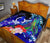 Vanuatu Custom Personalised Premium Quilt - Humpback Whale with Tropical Flowers (Blue) - Polynesian Pride