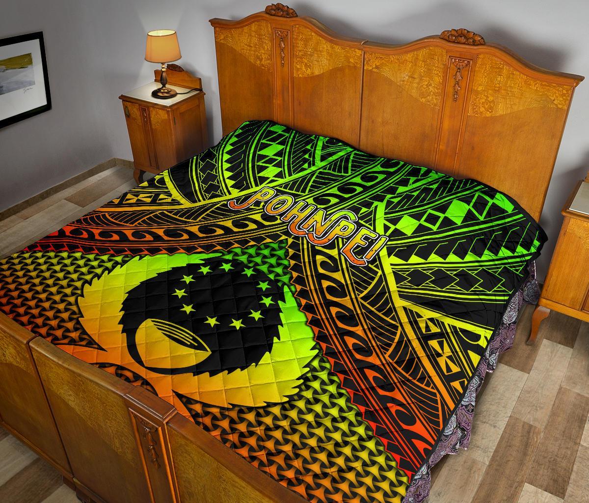 Polynesian Pohnpei Premium Quilt - Reggae Vintage Polynesian Patterns - Polynesian Pride
