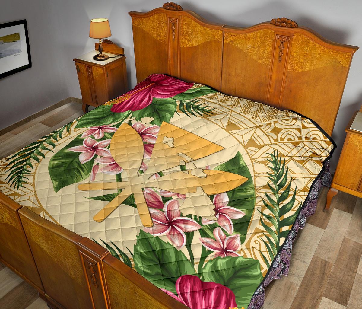 Hawaii Premium Quilt - Kanaka Maoli Premium Quilt Strong Pattern Hibiscus Plumeria AH - Polynesian Pride