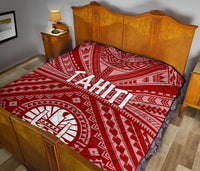 Tahiti Premium Quilt - Tahiti Seal In Polynesian Tattoo Style (Red) - Polynesian Pride