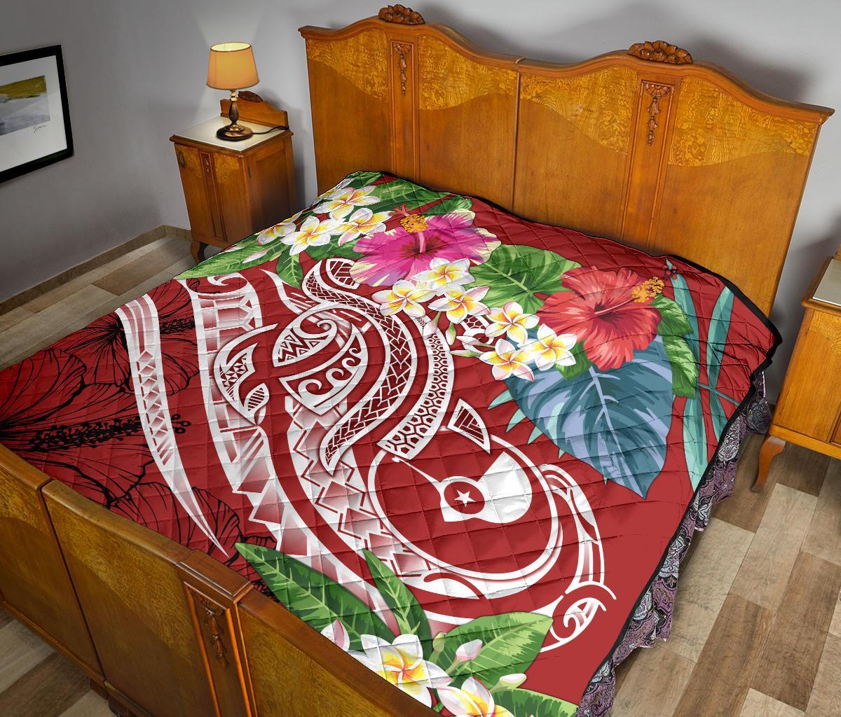 YAP Polynesian Premium Quilt - Summer Plumeria (Red) - Polynesian Pride