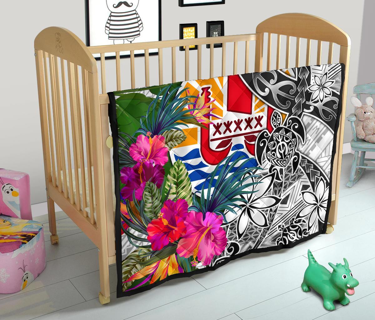 Tahiti Premium Quilt White - Turtle Plumeria Banana Leaf - Polynesian Pride