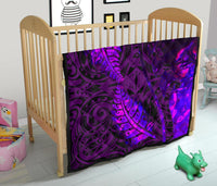 Aotearoa Maori Premium Quilt Silver Fern Koru Vibes Purple - Polynesian Pride
