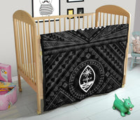 Guam Premium Quilt - Guam Seal With Polynesian Tattoo Style (Black) - Polynesian Pride