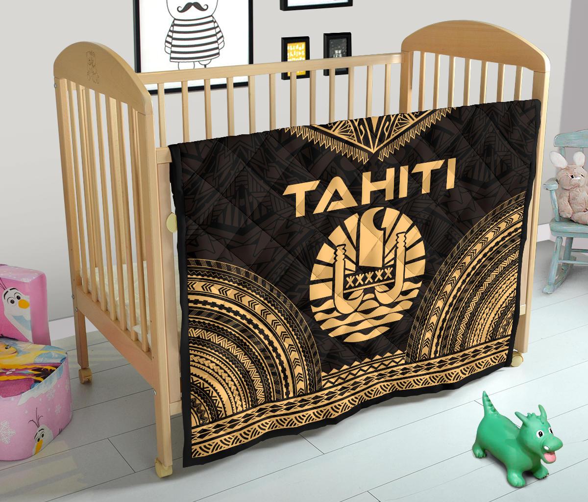 Tahiti Premium Quilt - Tahiti Flag Polynesian Chief Gold Version - Polynesian Pride