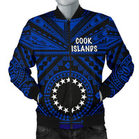 Cook Island Men's Bomber Jacket - Seal With Polynesian Tattoo Style ( Blue) Blue - Polynesian Pride
