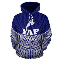 Yap Polynesian Hoodie Blue Pride Map nd Seal - Polynesian Pride