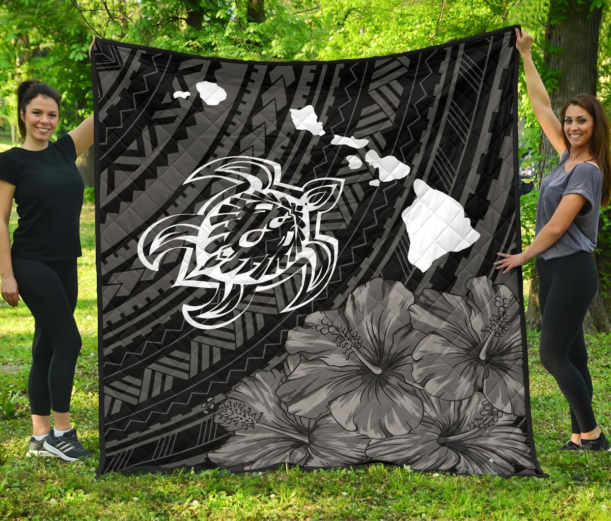 Hawaii Sea Turtle Is Swimming Toward Premium Quilt White - Polynesian Pride