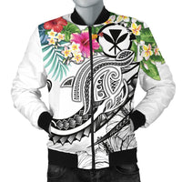Polynesian Hawaii Kanaka Maoli Men's Bomber Jacket - Summer Plumeria (White) White - Polynesian Pride