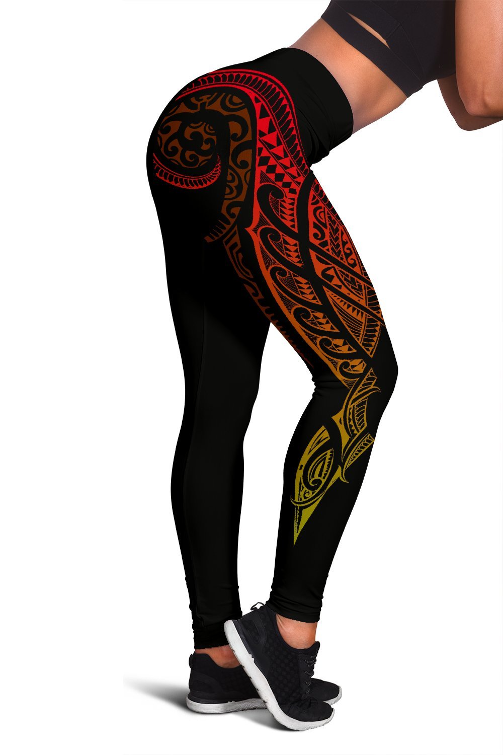 Hawaii Tattoo Swirly Polynesian Women's Leggings Black - Polynesian Pride