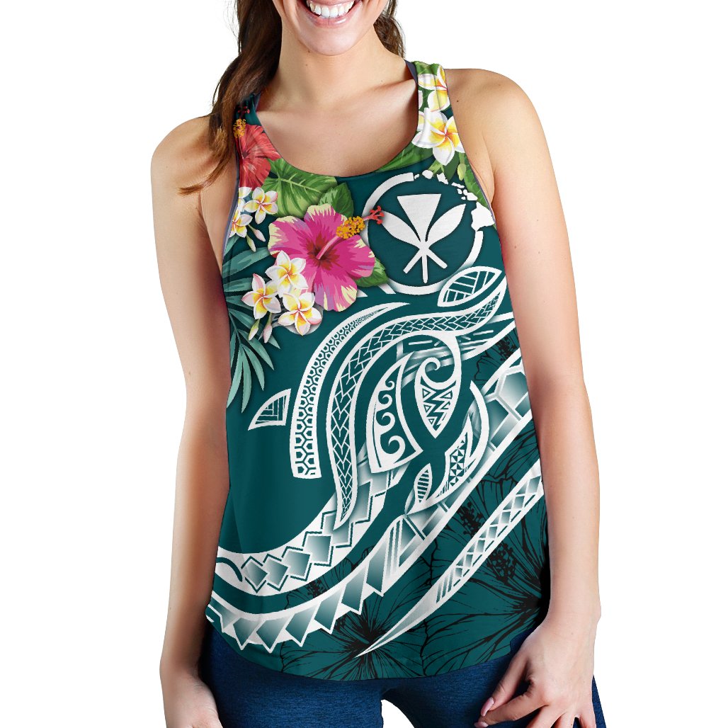 Polynesian Hawaii Kanaka Maoli Women's Racerback Tank - Summer Plumeria - Polynesian Pride