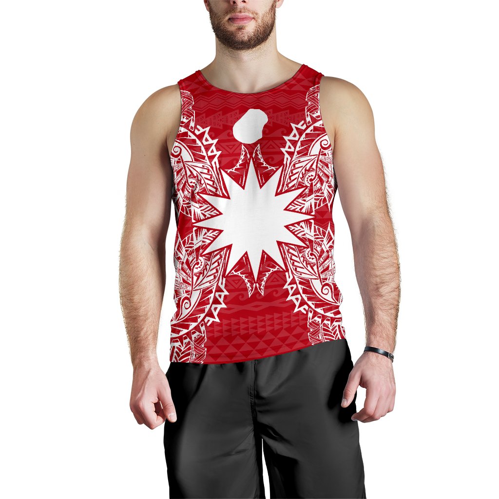 Nauru Polynesian Men Tank Top Map Red White Red - Polynesian Pride