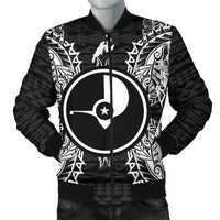 Yap Polynesian Men's Bomber Jacket Map Black Black - Polynesian Pride