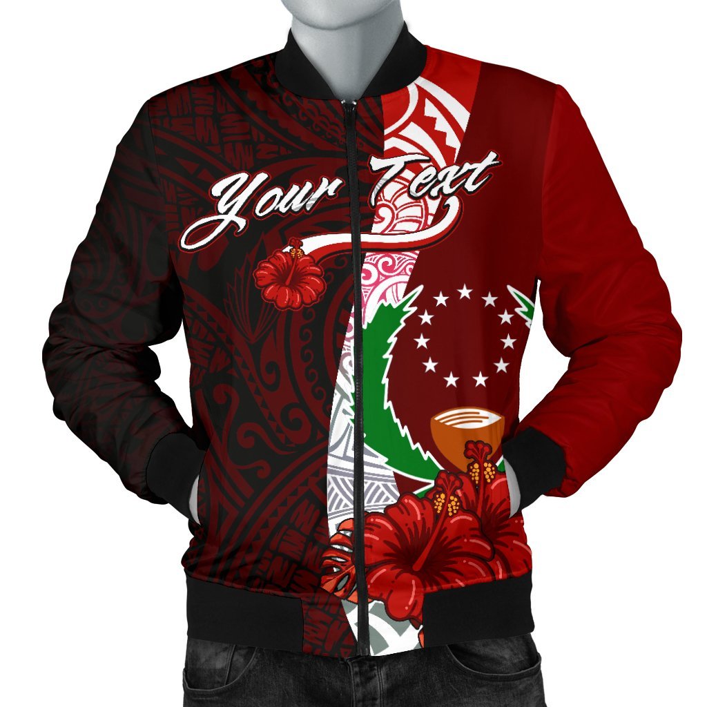 Pohnpei Micronesia Custom Personalised Men's Bomber Jacket - Coat Of Arm With Hibiscus Red - Polynesian Pride