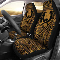 Pohnpei Car Seat Cover - Pohnpei Flag Polynesian Tattoo Gold Universal Fit Gold - Polynesian Pride