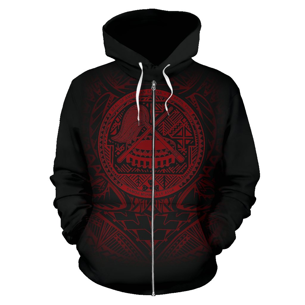 American Samoa Polynesian All Over Custom Zip up Hoodie Tribal Pattern - Polynesian Pride