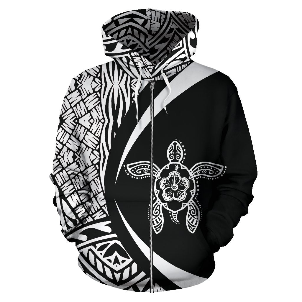 American Samoa Turtle Polynesian Zip up Hoodie Circle Style 02 - Polynesian Pride