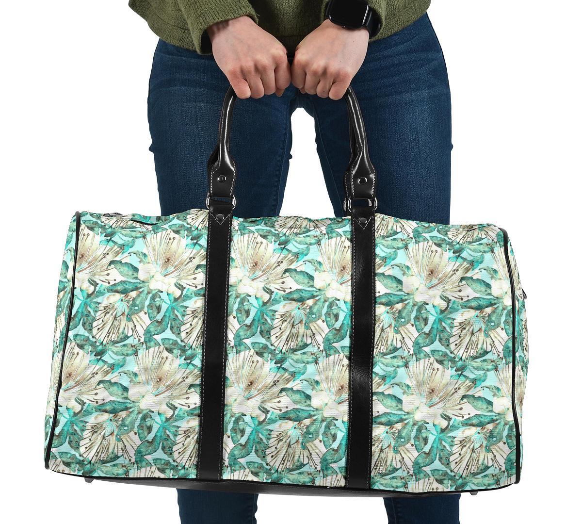 Hawaii Seamless Tropical Flower Plant Pattern Background Hawaii Travel Bag Travel Bag One size Black - Polynesian Pride