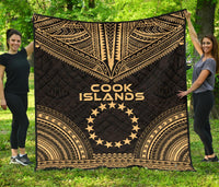 Cook Islands Premium Quilt - Cook Islands Flag Polynesian Chief Gold Version Gold - Polynesian Pride