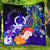 Vanuatu Premium Quilt - Humpback Whale with Tropical Flowers (Blue) Blue - Polynesian Pride