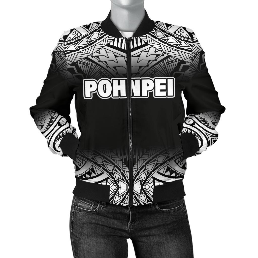 Pohnpei Women's Bomber Jacket - Fog Black Style Black - Polynesian Pride