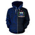 Samoa Zip up Hoodie Samoa Coat of Arms Half Polynesian Tattoo Style Blue - Polynesian Pride