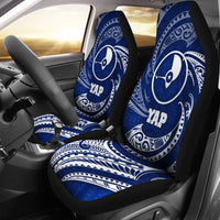 Yap Micronesia Car Seat Covers - Blue Tribal Wave Universal Fit Blue - Polynesian Pride