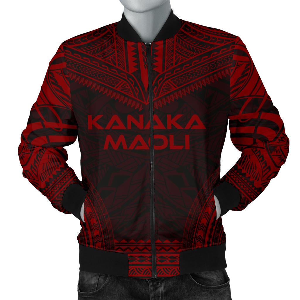 Kanaka Maoli Polynesian Chief Men's Bomber Jacket - Red Version Red - Polynesian Pride