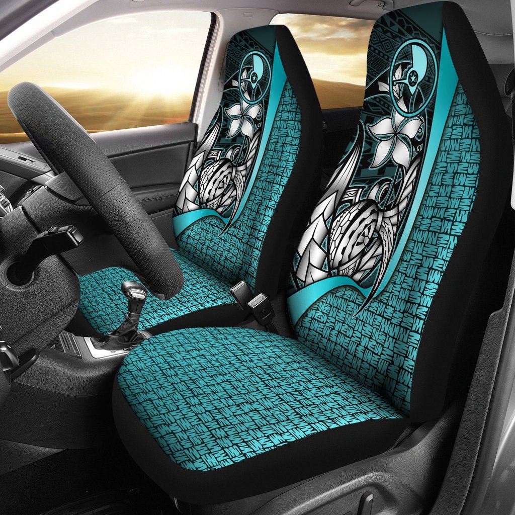 Yap Micronesian Car Seat Covers Turquoise - Turtle With Hook Universal Fit Turquoise - Polynesian Pride