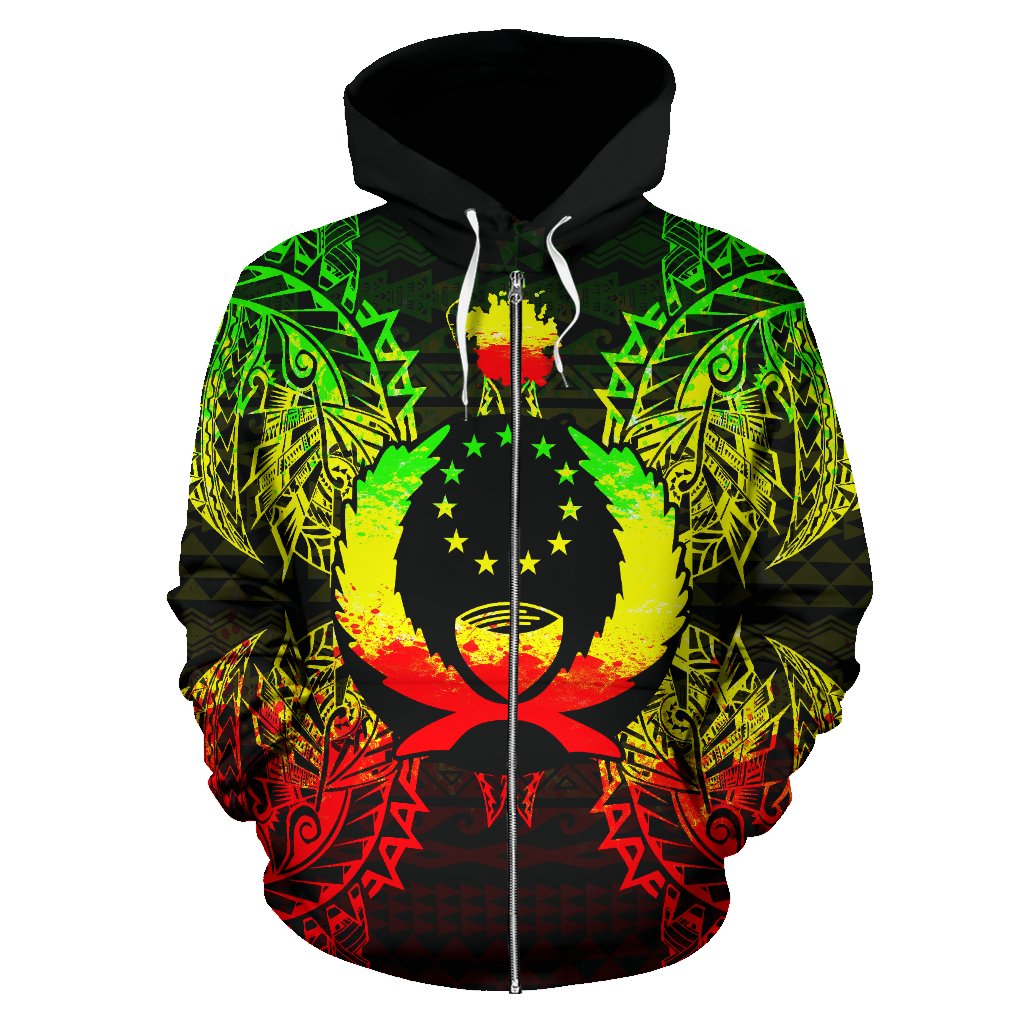 Pohnpei Polynesian All Over Zip up Hoodie Map Reggae - Polynesian Pride