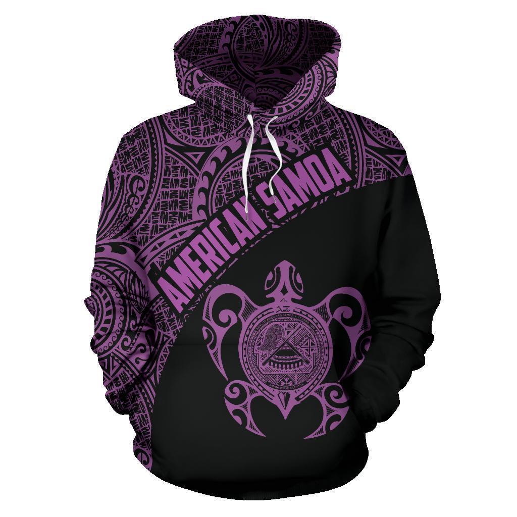American Samoa Hoodie American Samoa Seal In Turtle Polynesian Tattoo Purple - Polynesian Pride