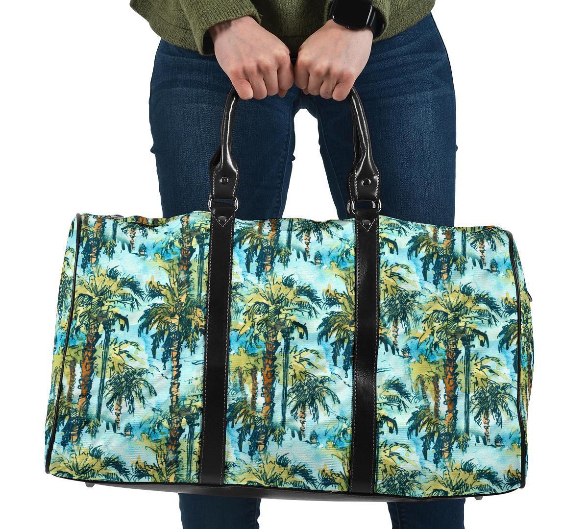 Tropical Palm Trees Blue Hawaii Travel Bag Travel Bag One size Black - Polynesian Pride
