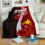 Papua New Guinea Polynesian Premium Blanket - Coat Of Arm With Hibiscus White - Polynesian Pride