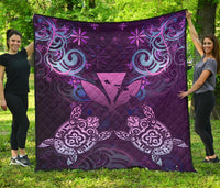 Hawaii Turtle Kanaka Maoli Premium Quilt - Tea Style - AH Purple - Polynesian Pride