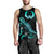 Pohnpei Polynesian Men Tank Top - Turtle With Blooming Hibiscus Tuquoise - Polynesian Pride