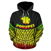 Pohnpei Polynesian Zip up Hoodie Reggae Pride Map and Seal - Polynesian Pride