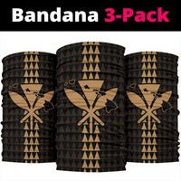 Hawaii Kanaka Map Kakau Bandana 3 - Pack - Gold - Polynesian Pride