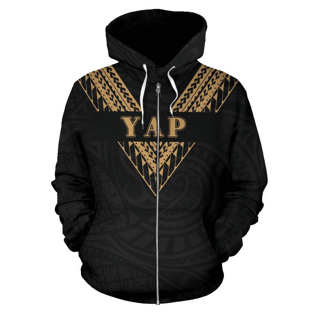 Yap All Over Zip up Hoodie Gold Sailor Style - Polynesian Pride