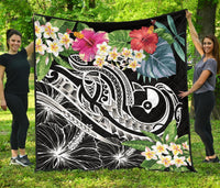 YAP Polynesian Premium Quilt - Summer Plumeria (Black) - Polynesian Pride