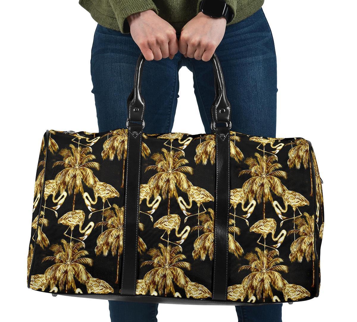 Hawaii Watercolor Flamingos Palm Trees Beautiful Seamless Hawaii Travel Bag Travel Bag One size Black - Polynesian Pride