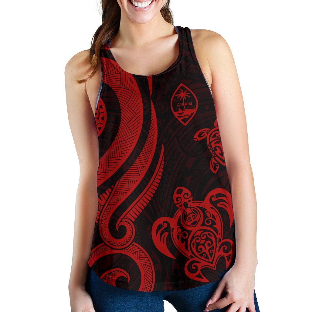 Guam Polynesian Women Racerback Tank - Red Tentacle Turtle - Polynesian Pride