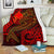 Papua New Guinea Premium Blanket - Red Shark Polynesian Tattoo White - Polynesian Pride