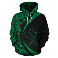 Polynesian Kanaka Maoli Map of Hawaii Hoodie Green Circle Style - Polynesian Pride