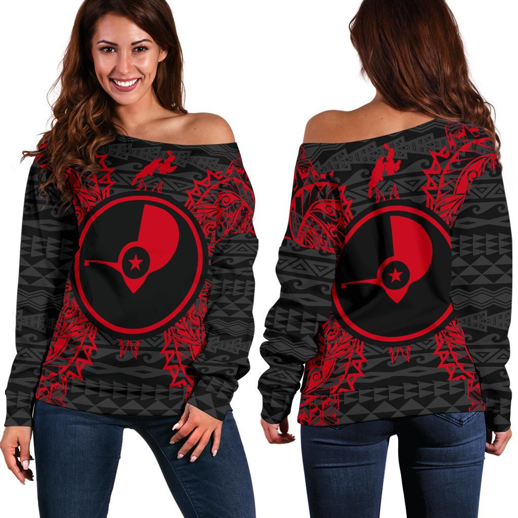 Yap Polynesian Shoulder Sweater Map Red Red - Polynesian Pride