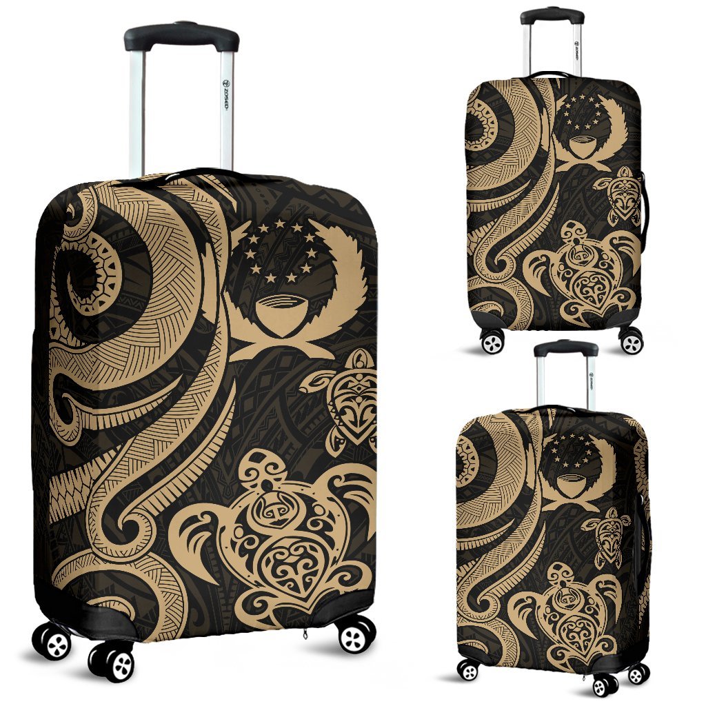 Pohnpei Micronesian Luggage Covers - Gold Tentacle Turtle Gold - Polynesian Pride