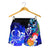Vanuatu Women's Short - Humpback Whale with Tropical Flowers (Blue) - Polynesian Pride