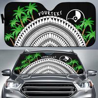 Yap Custom Personalised Auto Sun Shades - Ginger Lei Pattern Auto Sun Shade Universal Fit BLACK - Polynesian Pride